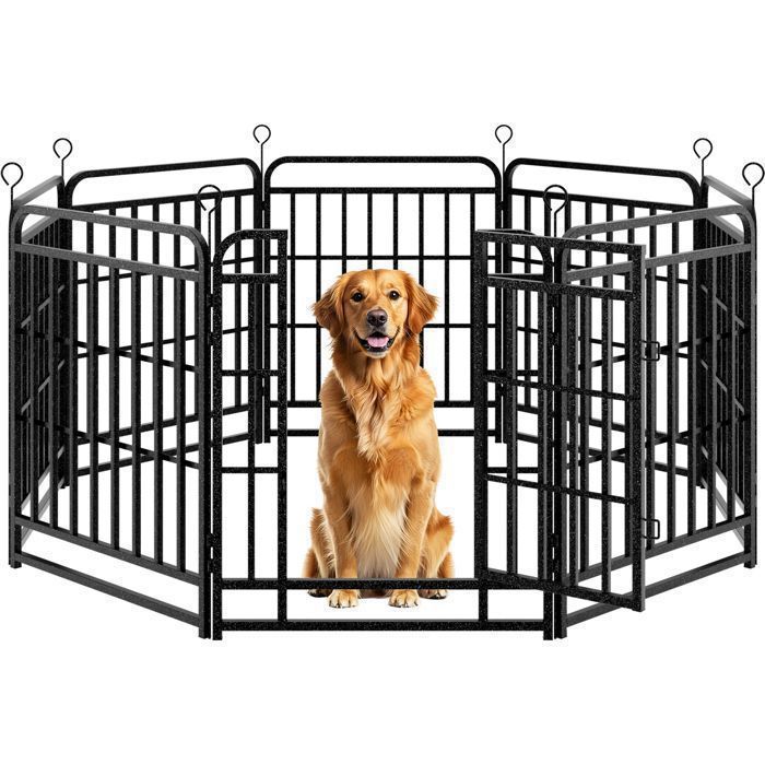 Meilleurs prix pour Enclos pour Chien en Métal avec 8 Panneaux Parc à Chiot Pliable Chenil Extérieur 68 x 80 cm Noir