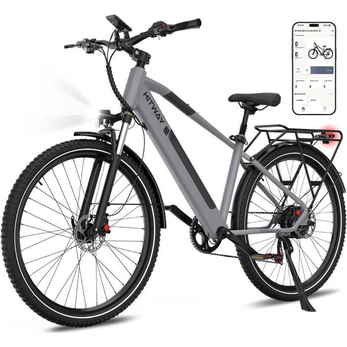 HITWAY V&eacute;lo Electrique 29"" VAE-Batterie 36V12.8Ah-Moteur 250W - 7 Vitesses - VTT V&eacute;lo de Montagne - E-BIKE Gris