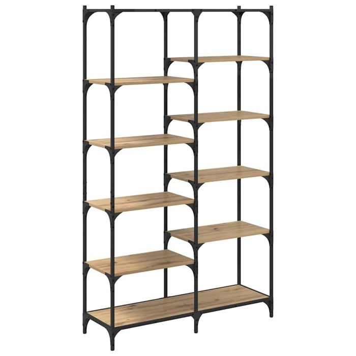 Bibliothèque en bois dingénierie - vidaXL - 100x32x170 cm - Chêne artisanal - 9 étagères - Style rustique