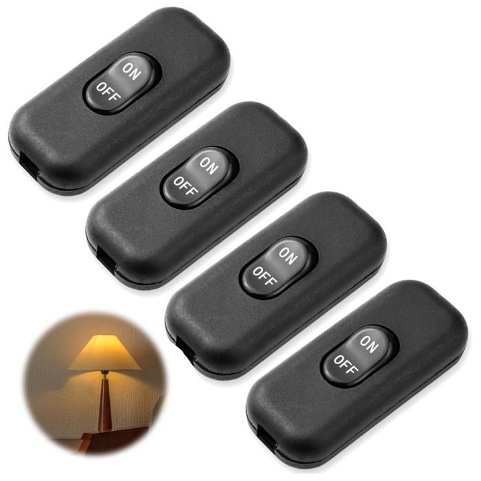 Lot de 4 Interrupteur Bipolaire 6A 250V Interrupteur Lampe de Chevet