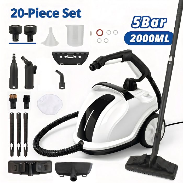Nettoyeur Vapeur Puissant avec 20 accessoires 5 bars 2000W-Pour Cuisine/Salle de Bain/Maison/Auto/Tissus