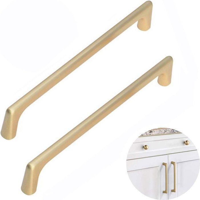 Lot de 2 poignées de tiroir en laiton brossé poignées de porte de meuble quincaillerie moderne - pour cuisine chambre dressing