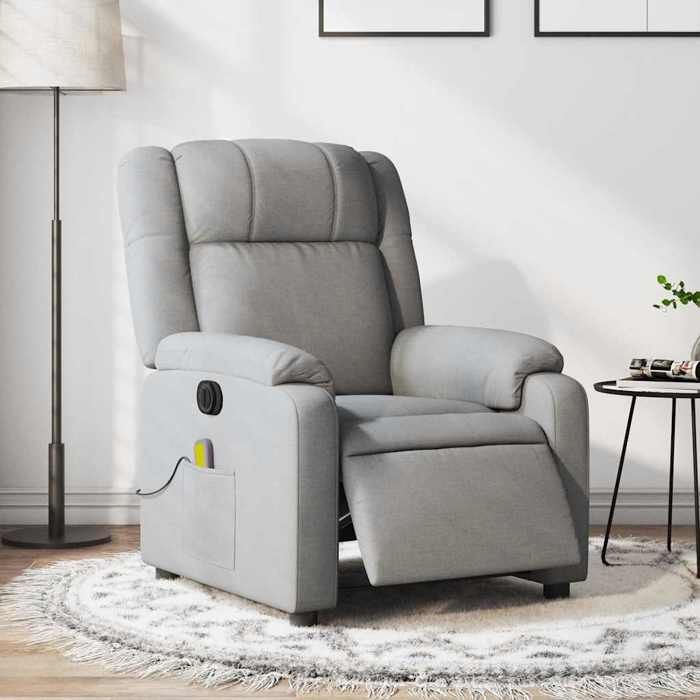 NEW 2026 Fauteuil Massant inclinable - Chaise simple - Multifonctionnel - électrique gris clair tissu 77x95x99 cm L3347