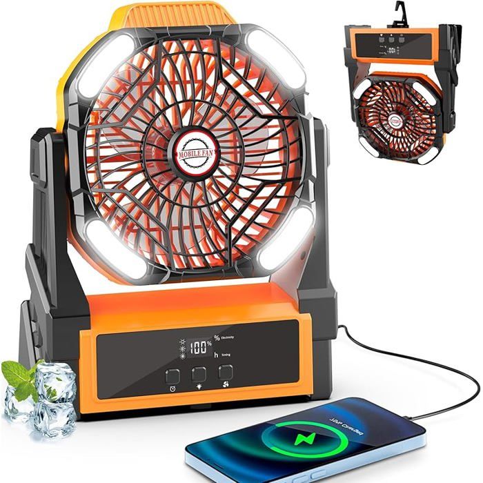 Ahoall Ventilateur brumisateur avec seau portable de 6 L pour terrasse extérieure, 20 000 mAh rechargeable Ventilateur brumisateur pour camping avec lumière LED, 4 brumisateurs, télécommande, Vert Ahoall Ventilateur brumisateur avec seau portable de 6 L pour terrasse extérieure, 20 000 mAh rechargeable Ventilateur brumisateur pour camping avec lumière LED, 4 brumisateurs, télécommande, Vert
