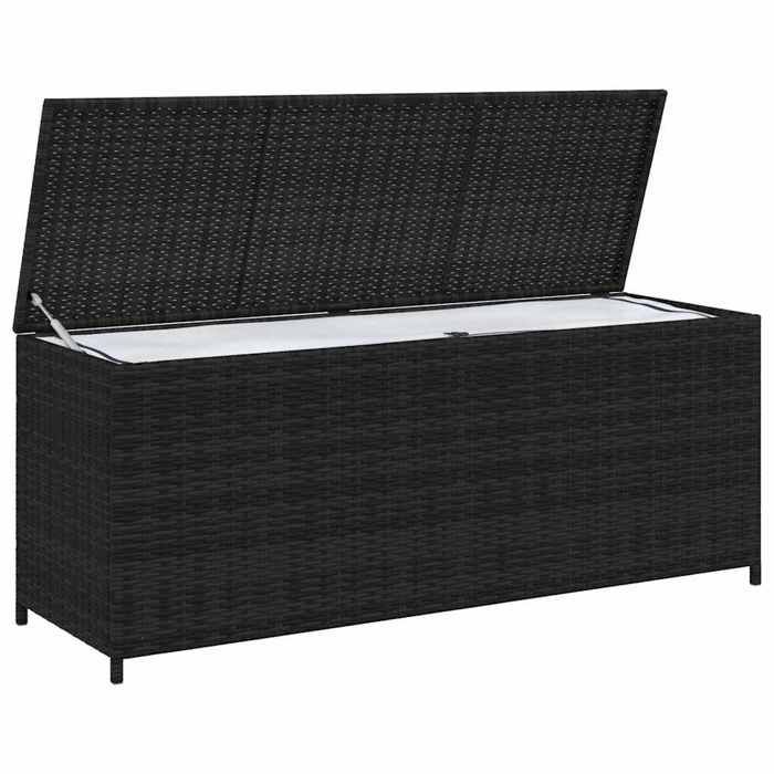 Noir Boîte de rangement de jardin - Pour terrasse - Coffre de Stockage - noir 150x50x60 cm résine tressée LH9782305