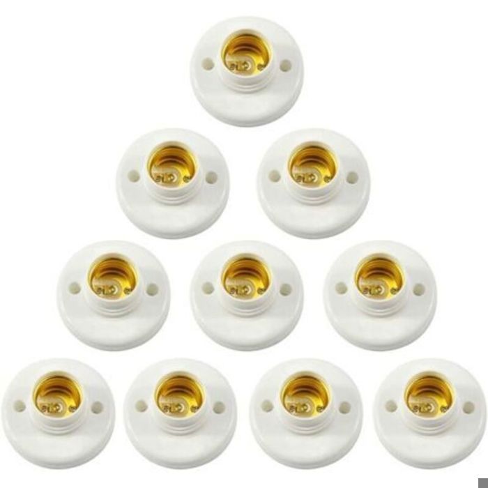 10Pcs E27 Support de Douille Titulaire de Douille Dampoule E27 E27 Douille à vis Ronde Plastique Support de Douille de Lampe à
