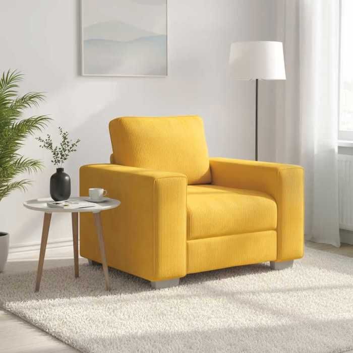 vidaXL Fauteuil/canapé jaune clair 100x77x82 cm en tissu velours côtelé 4105191