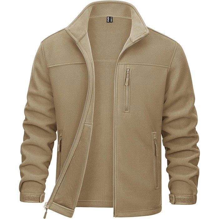 Veste polaire homme - TACVASEN - Microfleece zippée - Haute densité - Sèche rapide - Légère beige XXL