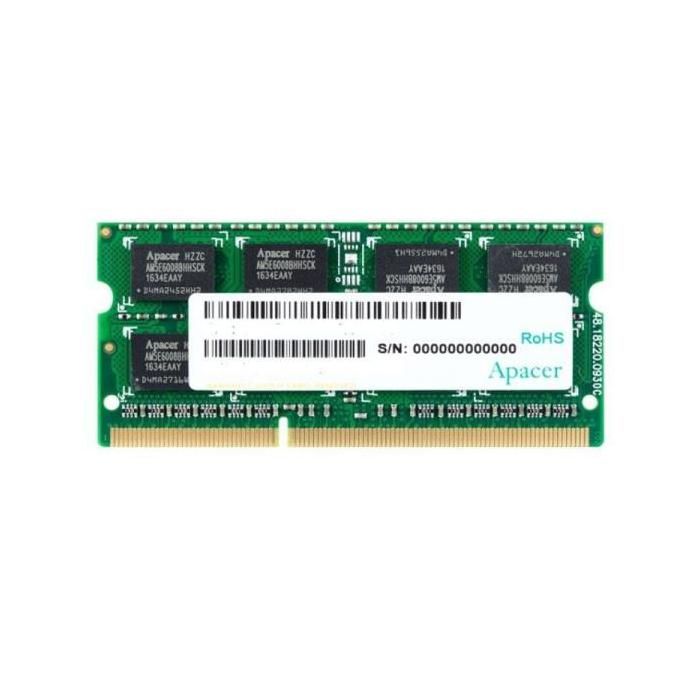 Memoria RAM Apacer 4GB- DDR3- 1600MHz- 1.5V- CL11- SODIMM