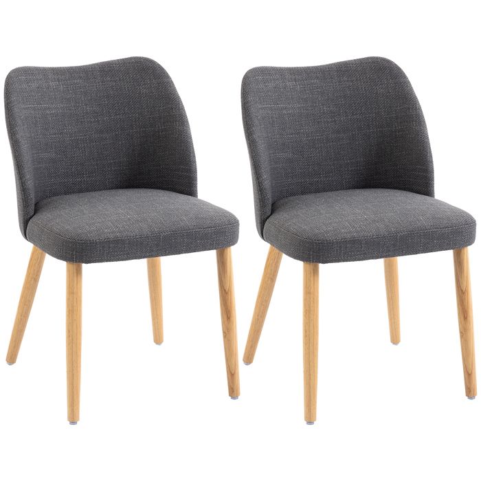 CollaHausse Lot de 2 Chaises Salle à Manger Pieds Hévéa Tissu Gris Clair