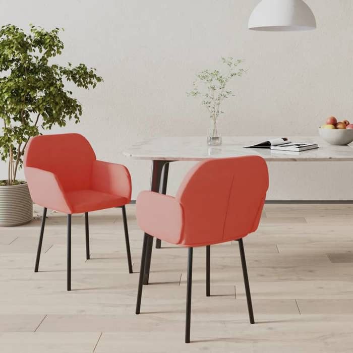 Chaises de salle à manger - Chaises intérieure - velours - rose - 54 x 59 x 76 cm - (2 pcs） - accoudoirs intégrés 170968