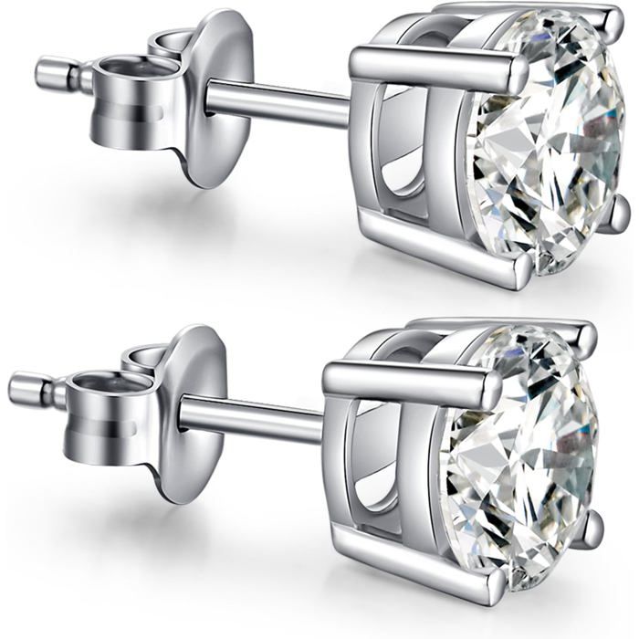 Boucle Doreille Homme Diamant Boucle Oreille En Argent Sterling 925 Pour Hommes Femmes Avec Aaaa+ Zircone 4Mm-8Mm Plaque Or [PP60]