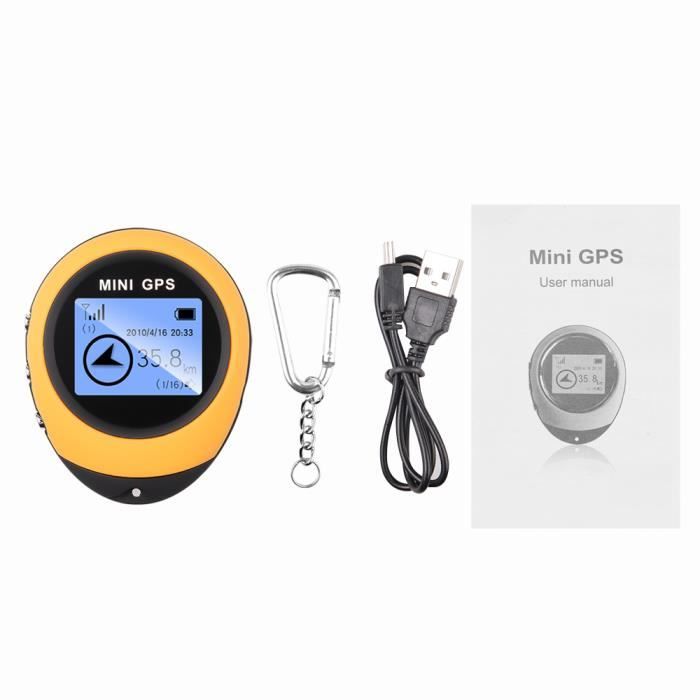 JAUNE - Mini porte clé avec traceur GPS en temps réel, Rechargeable par  USB, boussole, Sport de plein air, vo