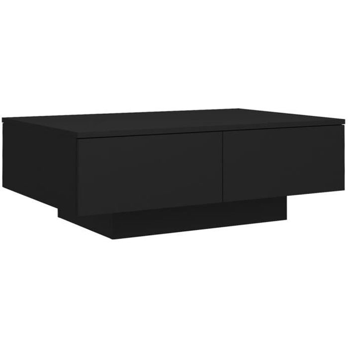 Table basse - AKOZON - Noir - 90x60x31 cm - Aggloméré - Montage facile