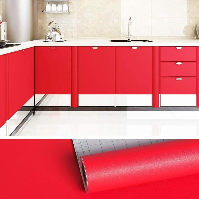 papier peint rouge papier adhesif pour meuble cuisine papier peint adhesif  decoratif rouleau papier vinyl autocollant papier [A494]