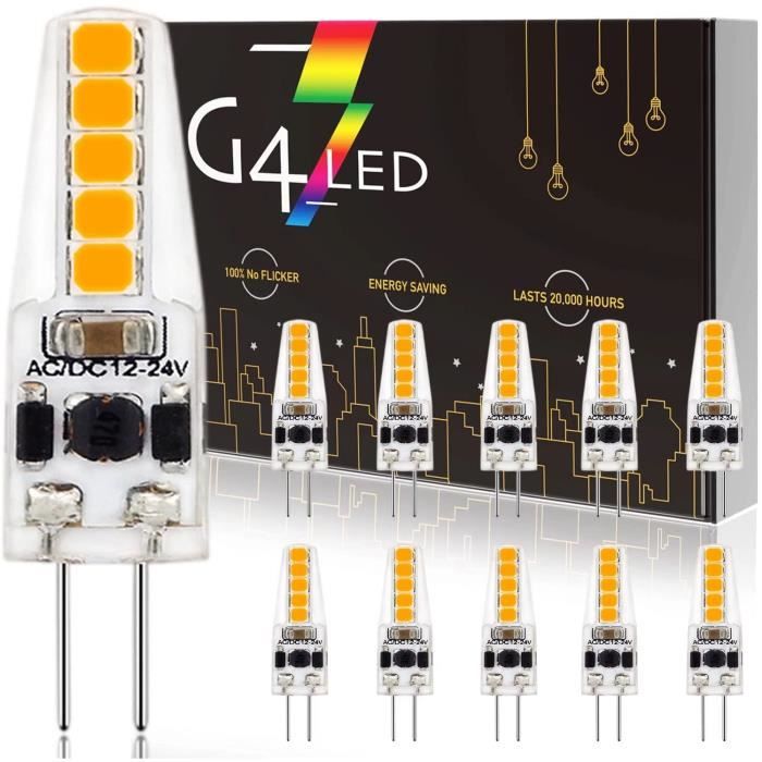 Ampoule LED G4 2W Blanc Naturel, 4000K, Ampoules G4 12V-24V AC-DC, Lampe G4  2W Équivalent Lampe Halogène 20W, G4 LED Dimmable [504] - Cdiscount Maison