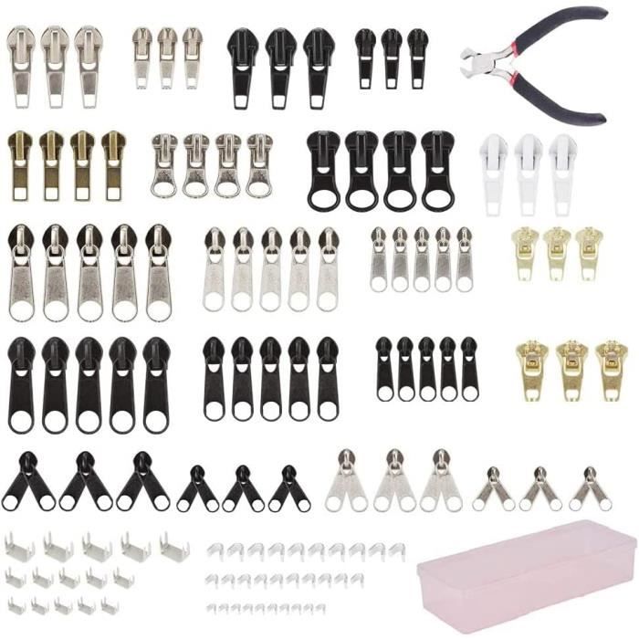Kit Réparation Fermeture Eclair, 120 Pièces Curseur Fermeture Eclair