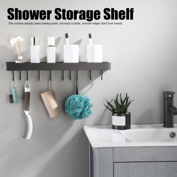 Etagere De Douche De Salle De Bain Porte Serviettes Mural Support De Rangement 60 Cm Avec 10 Crochets Achat Vente Meuble Etagere Etagere De Douche De Salle Cdiscount