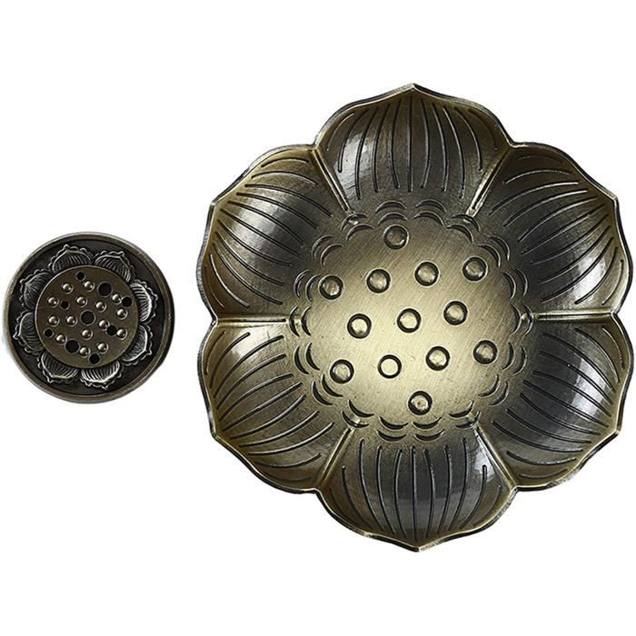 Brûle-Encens Original Phoenix En Bois Sculpté – Avec Récipient De Rangement Pour Bâtons – Déco Fleurs Métal