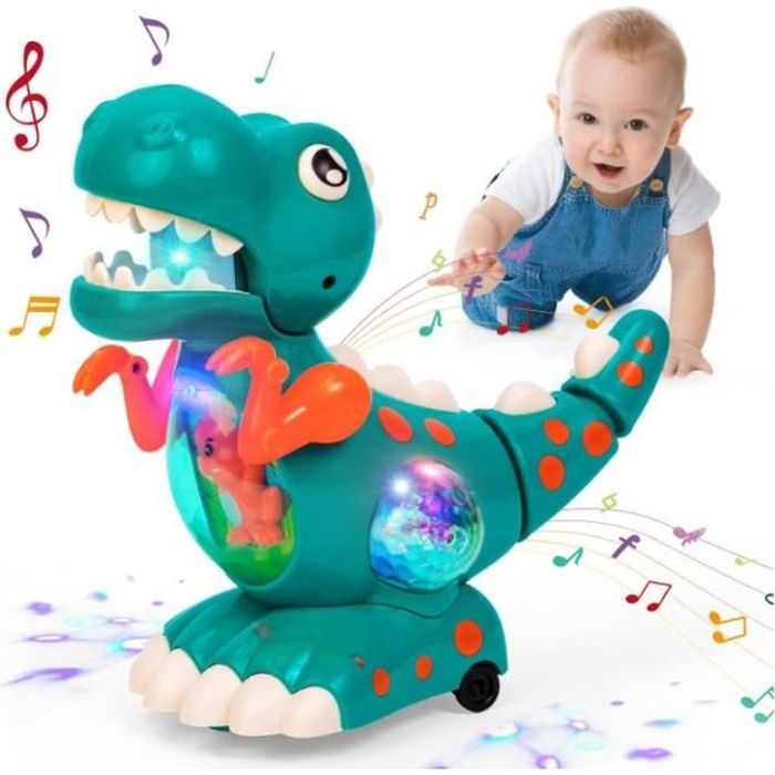 Highttoy Jouet Enfant 1 an Garcon Fille, Jouets Musicaux Dinosaure Rampant Jouet Bébé 9 12 18 Mois Jouet Dinosaure Interactif avec