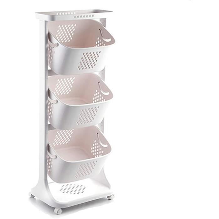 Chariot De Rangement à 3 Niveaux Avec Roulettes - Mobile, Blanc Ou Noir