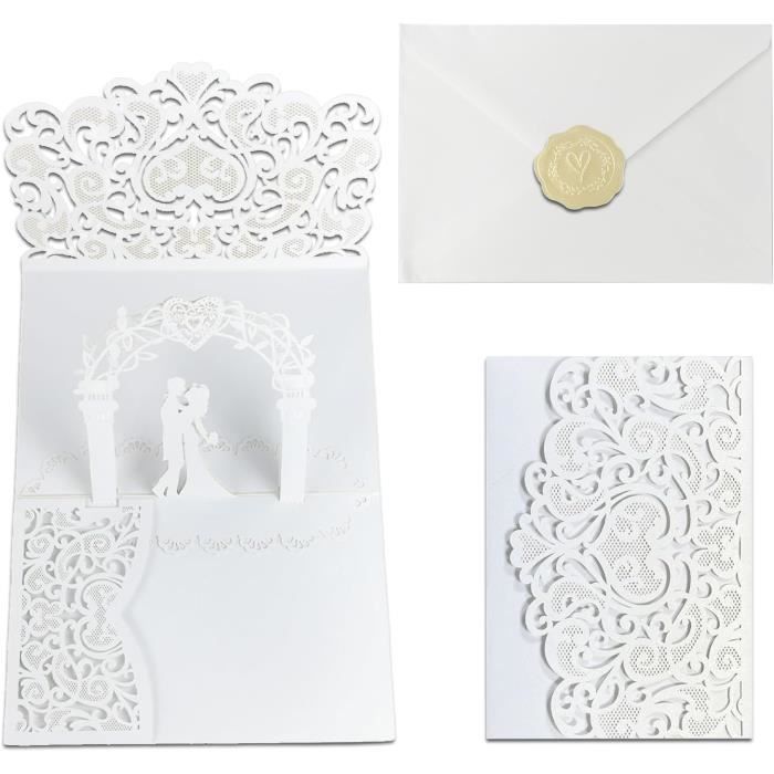 ZSSZD Carte De Mariage Pop-Up, Carte 3D Avec Enveloppe