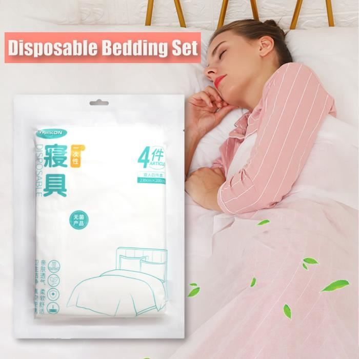 Kit Voyage Jetable 17 Pièces - Draps, Serviettes, Pantoufles, Brosse à Dents Pour Hôtel/camping