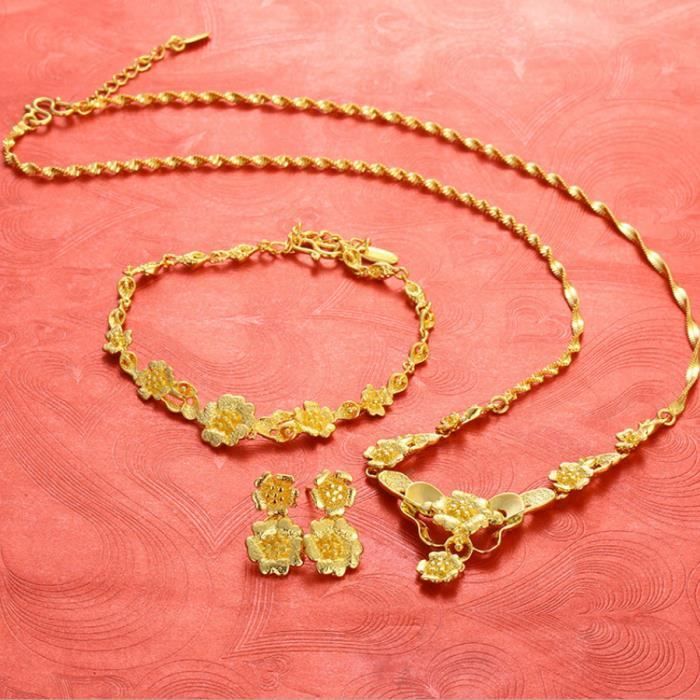 Ensemble De Bijoux Pour Femmes Ensemble De Bijoux En Or 18 Carats Plaque Or Collier Bracelet Boucles D Oreilles Achat Vente Bijoux De Peau Ensemble De Bijoux Pour Fem