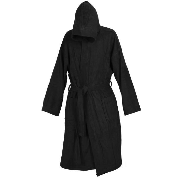 Peignoir femme deals noir capuche