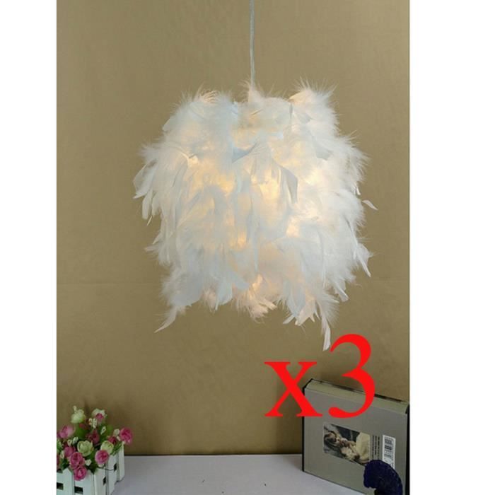 UNI 3PCS 23cm Plumes Suspension Luminaire Contemporain Plafonnier Lampe pour Chambre denfant