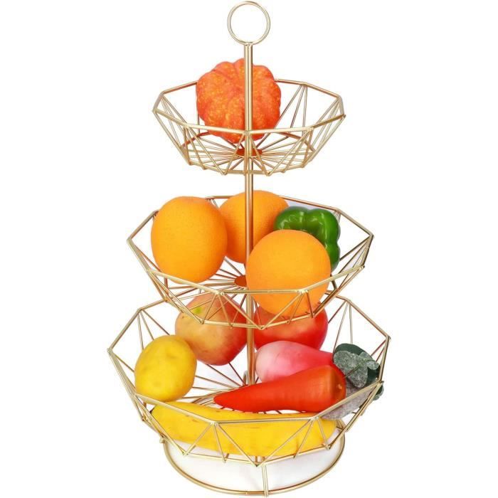 Corbeille À Fruits À 3 Étages En Fil Métallique - Pour Snacks, Gâteaux