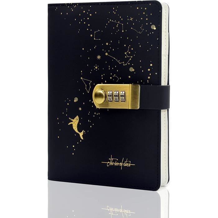 Carnet de Notes avec Serrure à Combinaison,Journal en avec serrure,Carnet Cuir Style-Rétro