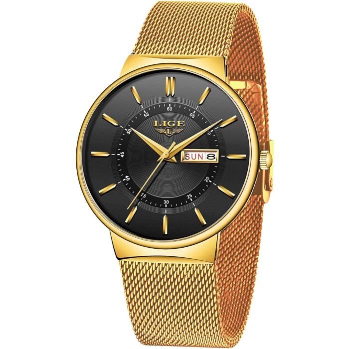 Montre Femme Ultra Mince 6.5mm XIRUVE Quartz Minimaliste - Bracelet Acier Inoxydable Maille Étanche