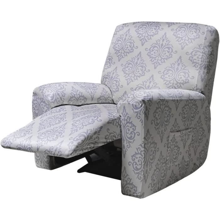 Housse 4 Pièces Pour Fauteuil Relax Électrique - Tissu Polyester Extensible - Avec Poches - Protection Anti-taches