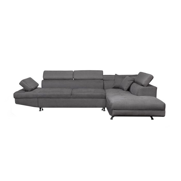 Canape D Angle Droit Rio Convertible Avec Coffre En Microfibre Grise Cdiscount Maison