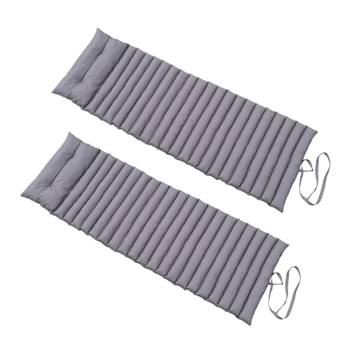 Matelas bain de soleil - SORMIOU - Gris anthracite - 180 x 60 cm - Lot de 2 - Tissu déperlant Matelas bain de soleil - SORMIOU - Gris anthracite - 180 x 60 cm - Lot de 2 - Tissu déperlant