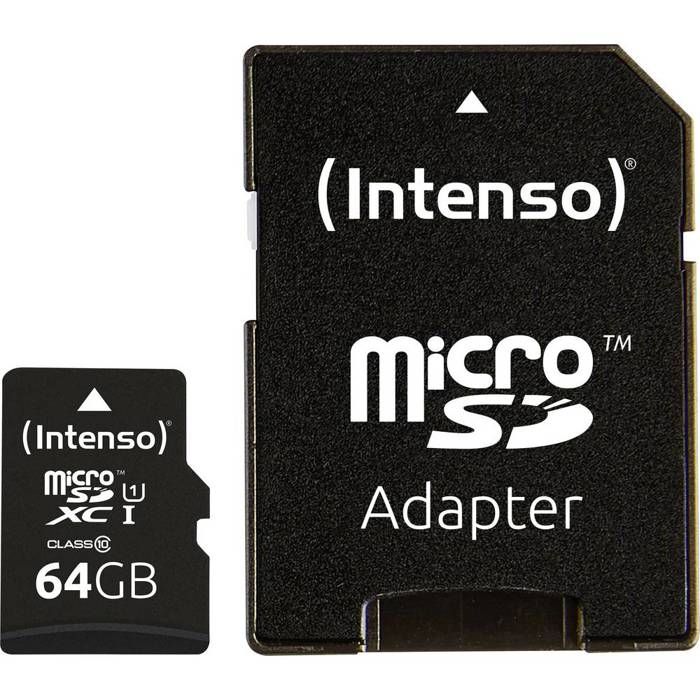 Carte microSDXC Intenso Professional 64 GB Class 10 UHS-I avec adaptateur SD