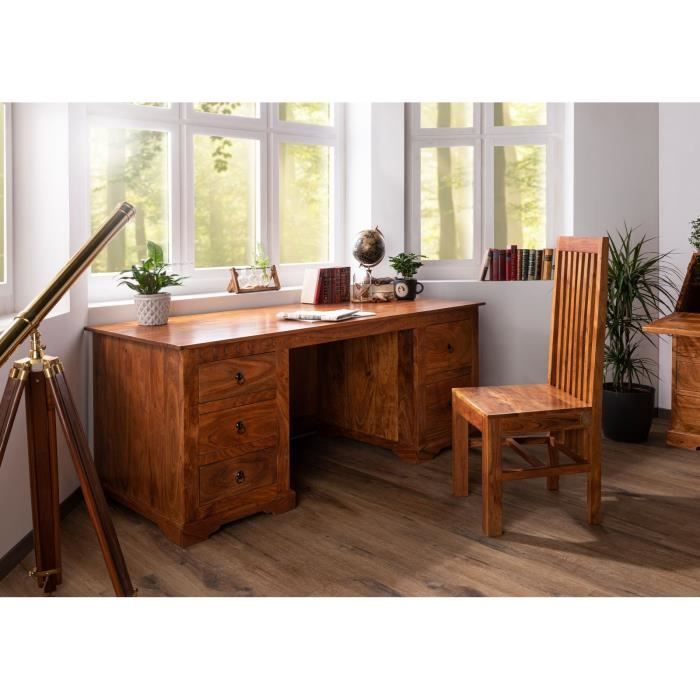 Bureau en bois, bureau en bois massif, bureau simple, travail à
