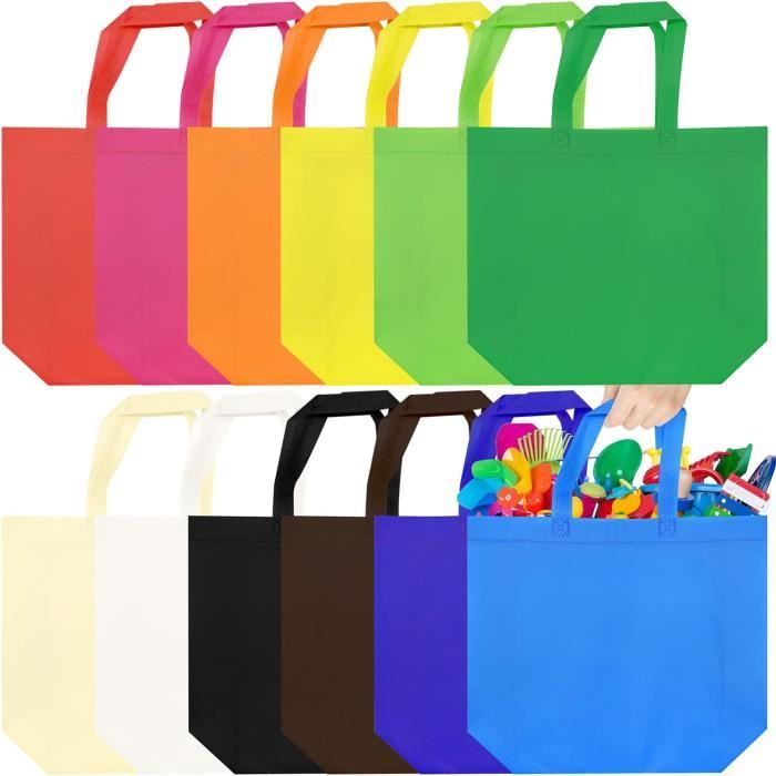 Lot De 30 Sacs De Courses Réutilisables Non Tissés Avec Poignées - Taille 30x25 Cm, Blanc, Pour Courses Et Rangement - 2