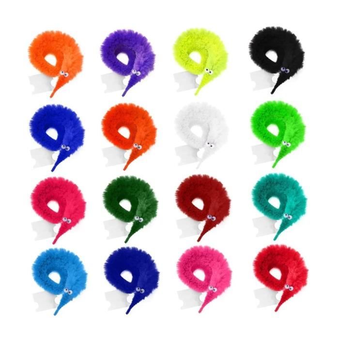 16pcs Worm Wiggly Twisty Fuzzy Worms on a String Magic Worm Toys