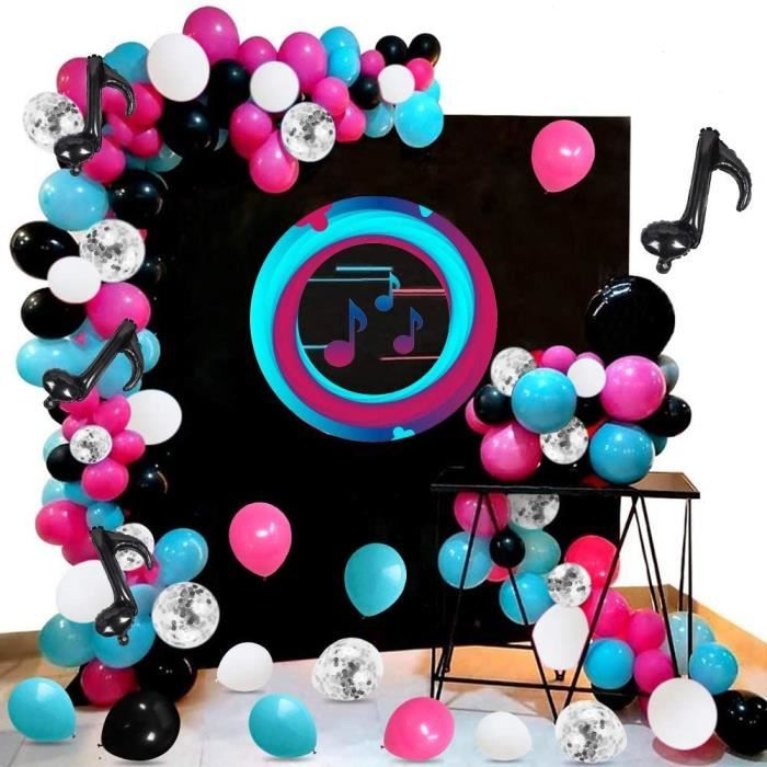 Decoration D Anniversaire Sur Le Theme De La Musique Ballons Guirlande Arch Kit108 Rose Rouge Bleu Noir Blanc Ballons Latex Ballon Cdiscount Maison