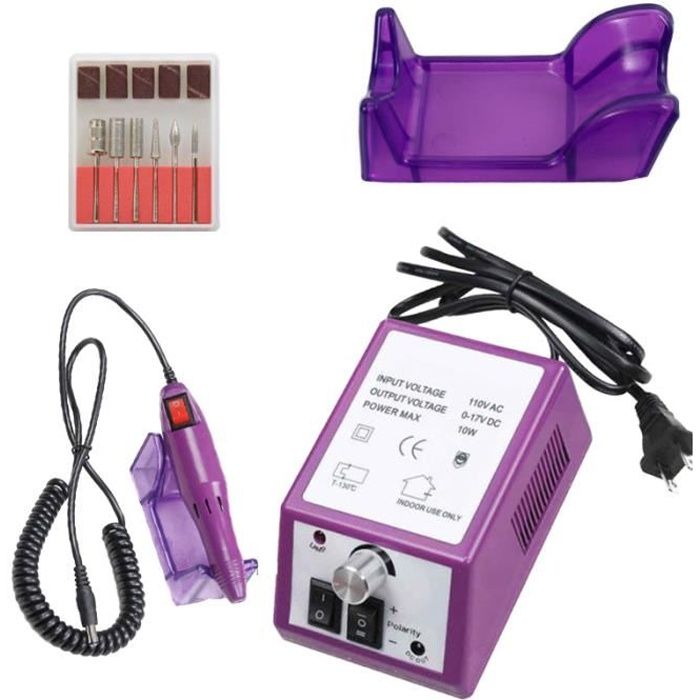 Set Kit Ponceuse à Ongles Professional Polissoir Lime Nail Ponceuse Ongle électrique Manucure & Pédicure Outil Violet