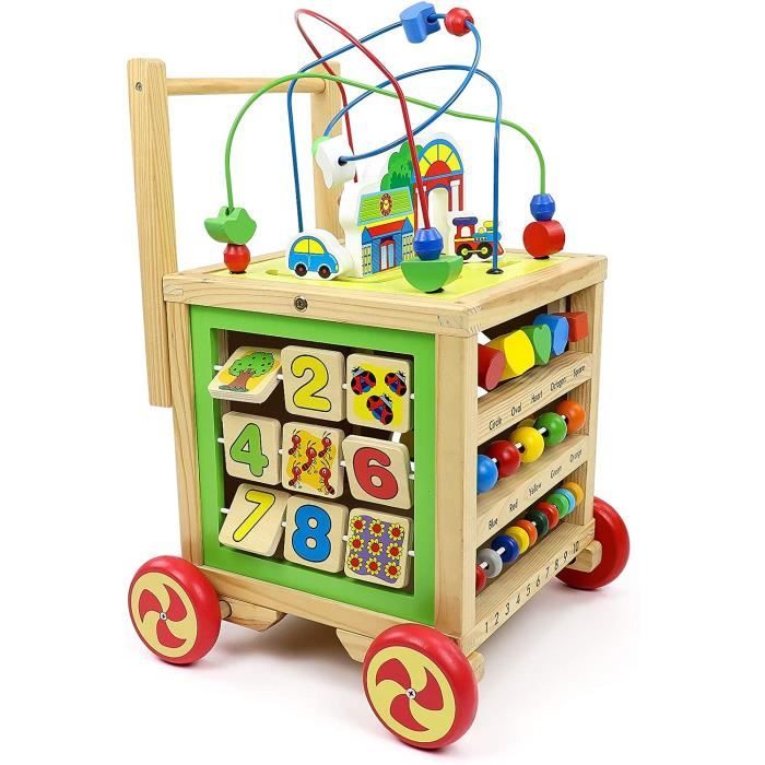 Trotteur bebe jouet enfant fille garcon-troteur jouets en bois cube  dactivité marche jeux bebe 1 an porteur bebe fille chario - Cdiscount  Puériculture & Eveil bébé