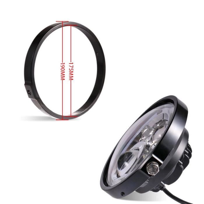 Phares et optiques,Adaptateur de phare LED rond universel, 5.75 pouces, 7  pouces, noir-Chrome, support de - Type 7inch ring Black - Cdiscount Auto