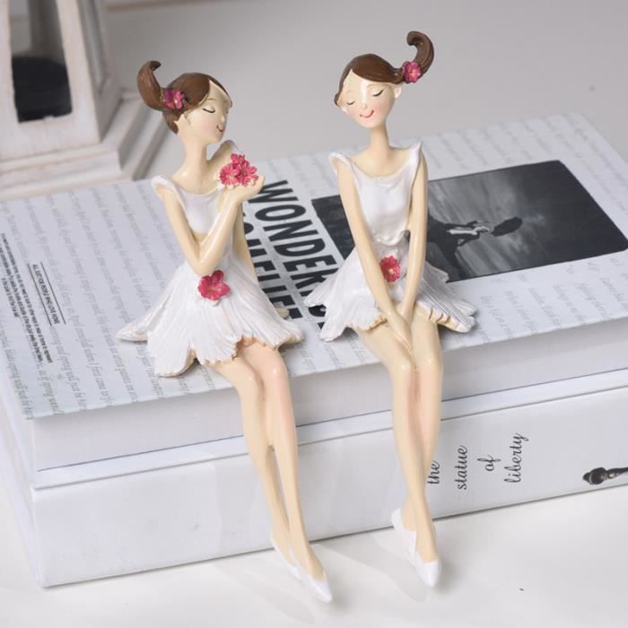 Figurine Ange Assis Sur Colonne – Décoration Intérieur Blanc – 18 Cm – Polystone