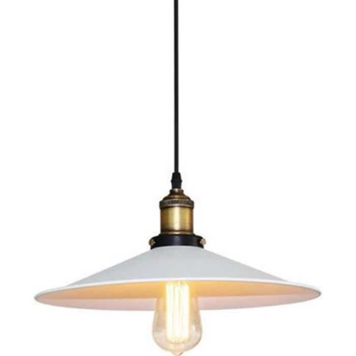 COUNT - Ø22cm E27 Suspension Industrielle Rétro Lustre Abat-Jour Blanc Lampe de Plafond Luminaire pour Salon Cuisine - 1pcs