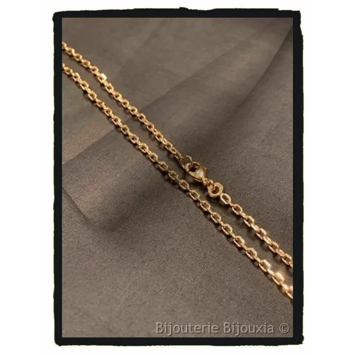 Chaîne Maille Forçat Diamantée - Longueur 70 Cm - Plaqué Or 18 Carats - Bijouxia - Neuf Avec étiquettes