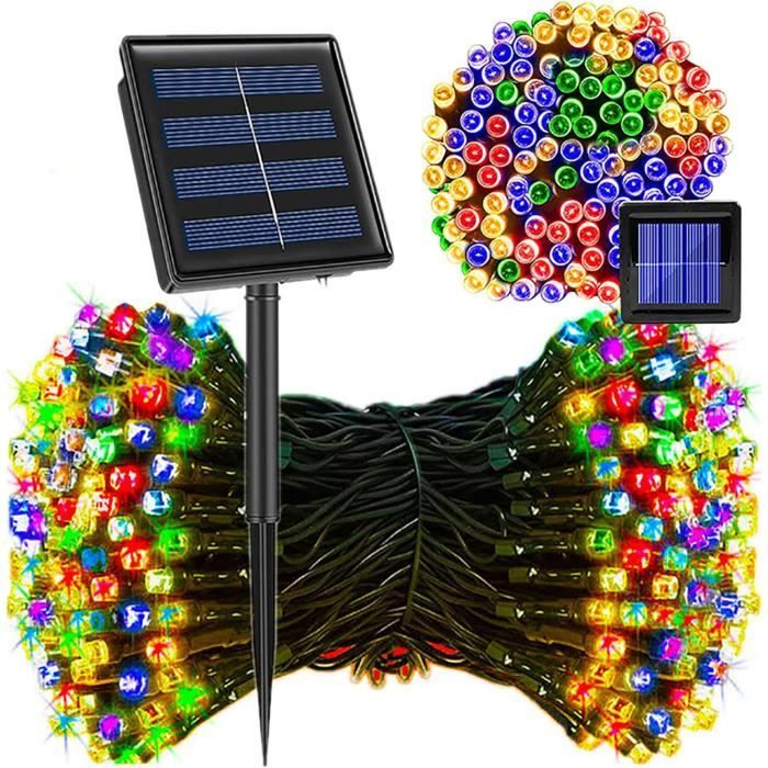 2 Guirlandes Lumineuses Solaires Extérieures - 12 M, 100 LED - Étanches, 8 Modes - Pour Jardin, Cour, Noël - Couleur Bleue