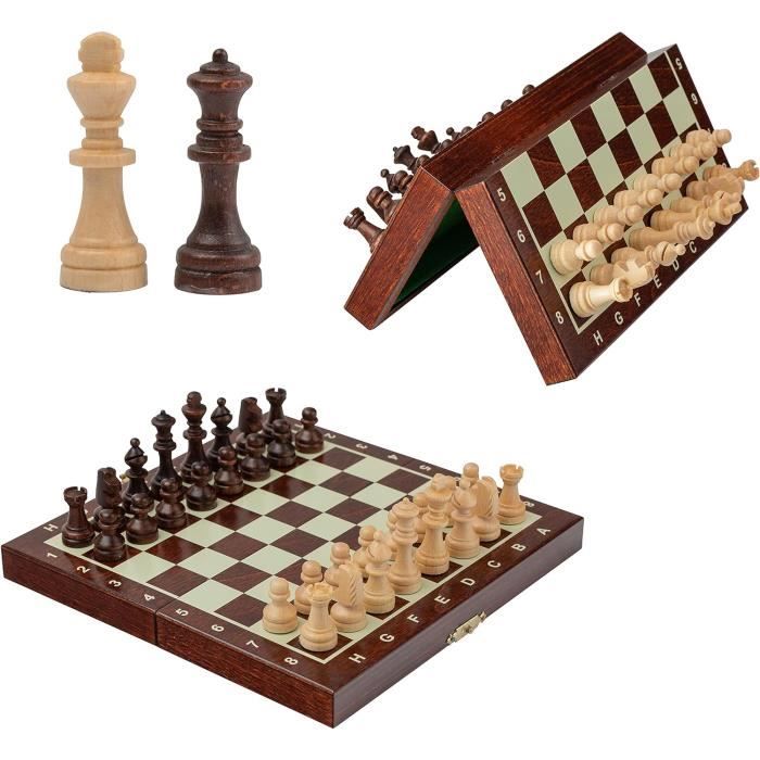 échiquier Portable Pliable Jeu D'Échecs Magnétique Deluxe SANTOO - Échiquier Pliable 25x25cm Avec Pièces Aimantées - Pour Enfants Et Adultes échiquier Avec Aimants