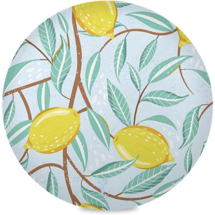 Feuille De Citronnier Vert Jaune Set De Table Ronds Antidérapant Chaleur Résiste Set De Table De